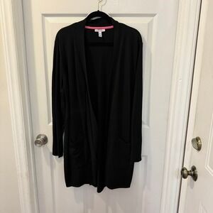 Isaac Mizrahi Live! Women Plus Size 3X Essentials Cardigan Duster Sweater Black
